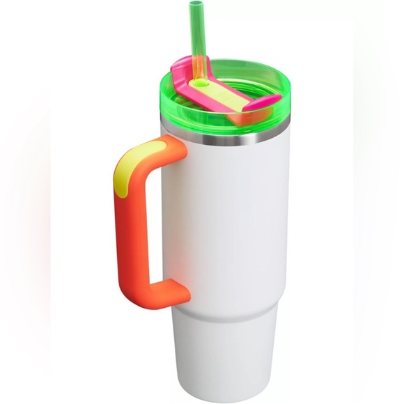 🎉LAST PIECE🎉Stanley 30 oz. Quencher H2.0 FlowState Tumbler White Neon - Picture 4 of 8